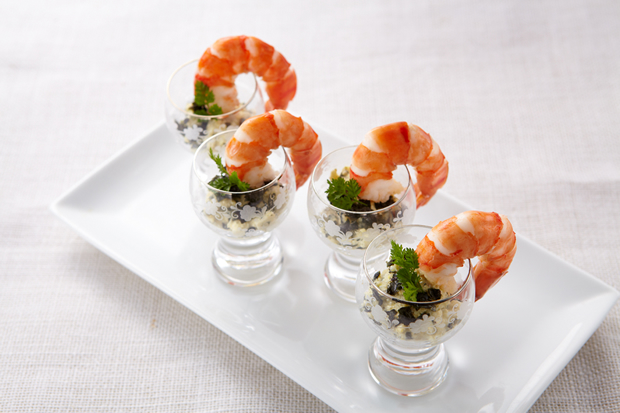 Cocktail de crevettes à la sauce tartare d’algue nori au wasabi
